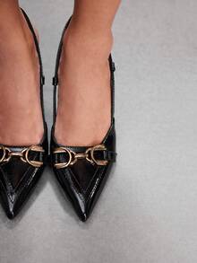 CUCCOO SZL Women's Shoes Fashion PU Material Pointed Stiletto High Heels, Simple Glossy Design, Suitable For Commuting, Dating, Parties, Weddings And Other Occasions To Wear Fall Shoes - Black - View 4