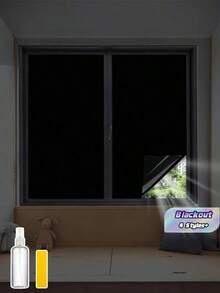1 Roll Of Black Window Privacy Film, 100% Uv Protection Blackout Window Film, Privacy Window Film To Block Prying Eyes, Suitable For Indoor, Home, Office, Kitchen Window Film - Black - View 1