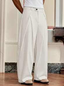 SWAVVY Pantalones casuales sueltos de pierna recta de unicolor para hombres - Blanco y Negro - Ver 4