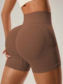 SHEIN 4件組 女款針織無縫舒適彈性運動服 黑色/深棕色/淺灰色/蓮花粉，適合跑步、單車、健身、戶外休閒穿著，春夏秋冬四季適用，新款熱銷 - 彩色 - 查看 5