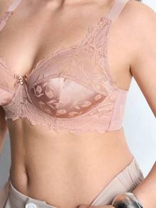 Sujetador con aros y encaje para mujer de talla grande - Albaricoque - Ver 7