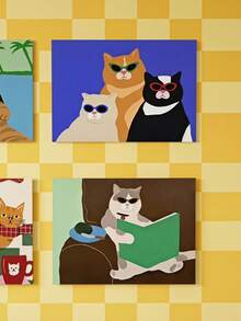 Joivida Fun Cat Print Posters, Frameless Cute Cartoon Cat Wall Decorations, Home Decorations, Party Decorations, Bohemian Wall Decorations, Aesthetic Room Decorations, Office Wall Decorations, Holiday Birthday Gifts - multicolor - View 4