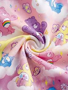 SHEIN X Care Bears 2件組可愛趣味風女童幼兒居家服，圓領短袖上衣與短褲舒適套裝，Carebear聯名女童幼兒居家服 - 淺粉色 - 查看 10