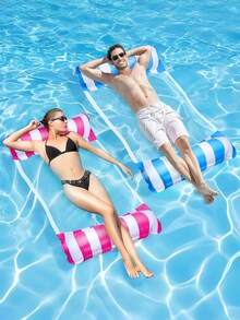 1pc Inflatable Pool Hammock With Mesh - Striped Adult Lounger, Suitable For Vacation, Party And Relaxation, Available In Pink, Yellow, White, Green, Blue And Other Colors, Outdoor Hammock, Essential For Beach And Pool, Great For Photography Must Have - Multicolor - View 13