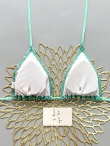 Swim Vcay Women's Summer Beach Patchwork Halter Tie Sexy Bikini Swimwear Set - Mint Green - View 3