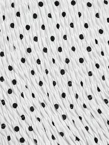 Sweetra Solid Color Spaghetti Strap Cinched Waist Romantic Mini Dress - Black and White - View 6