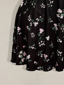 SHEIN ICON 大尺碼女款花卉印花休閒約會派對洋裝 - 黑色 - 查看 6