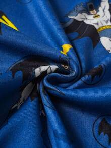 BATMAN X SHEIN 85th 小男孩卡通與字母印花圓領短袖上衣短褲家居服套裝 - 藏蓝色 - 查看 5