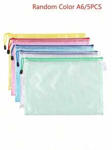 5pcs Office Transparent Storage Hand-Held Zipper Bag Student Information Bag Zipper Pocket For Sorting And Storage - Perfect For Cross-Stitch, Puzzle Games, Travel, School, Board Games And Office Supplies - Letter Size A4,Back To School - Multicolor - View 26