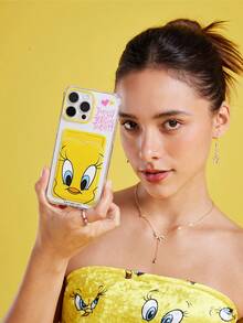 LOONEY TUNES X SHEIN Funda de teléfono de moda con estampado de dibujos animados envuelta en tarjeta - transparente - Ver 2