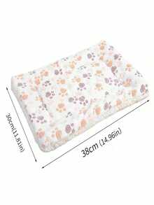 1PC Milk White Paw Print Coral Fleece Thickened Warm Plush Pet Mat Soft Comfortable Non Slip Washable Sleeping Pad For Small Medium Cats Dogs All Seasons - White - View 15