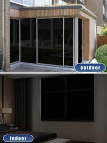 1 Roll Of Black Window Privacy Film, 100% Uv Protection Blackout Window Film, Privacy Window Film To Block Prying Eyes, Suitable For Indoor, Home, Office, Kitchen Window Film - Black - View 5