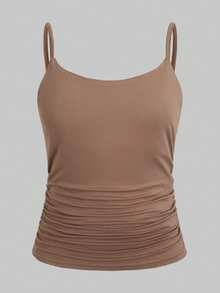 SHEIN 驚喜禮盒 [隨機 6 件商品，發送 3 件]青少年女孩背心與細肩帶背心，休閒舒適抓皺腰細肩帶背心，3 件套組 - 彩色 - 查看 3