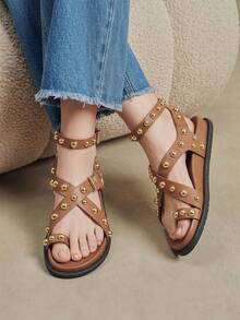 Solecia Women Shoes Spring And Summer New Fashion Brown Comfortable Flat Beach Shoes - Mocha Brown - View 3