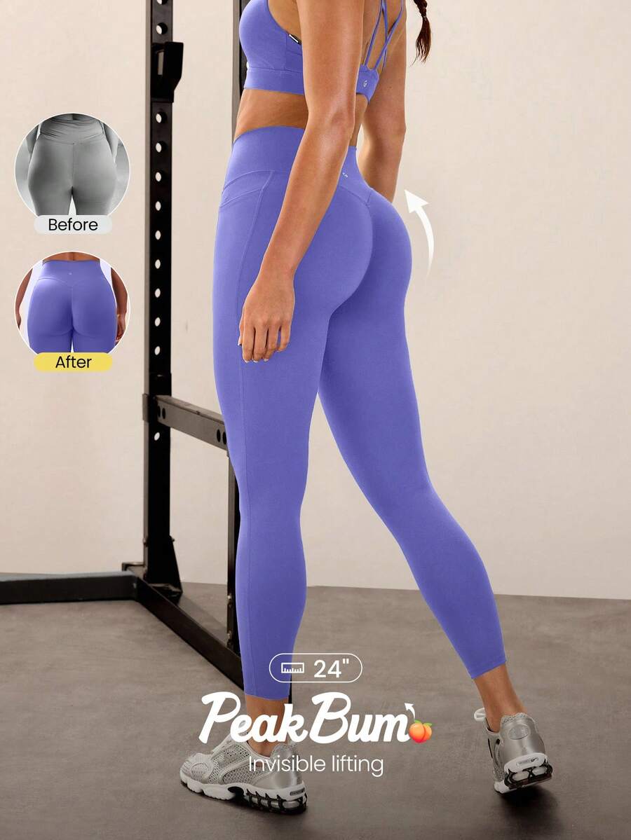 GLOWMODE 24" Peakbum Powersculpt™-Air Sculpt Flex 吸濕排汗涼感 V腰提臀運動緊身褲 高強度健身跑步訓練 秋冬款 - 長春花藍 - 查看 1