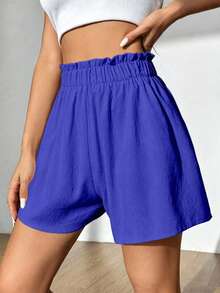 Flirla Women's High Waist Casual Shorts - Blue - View 3