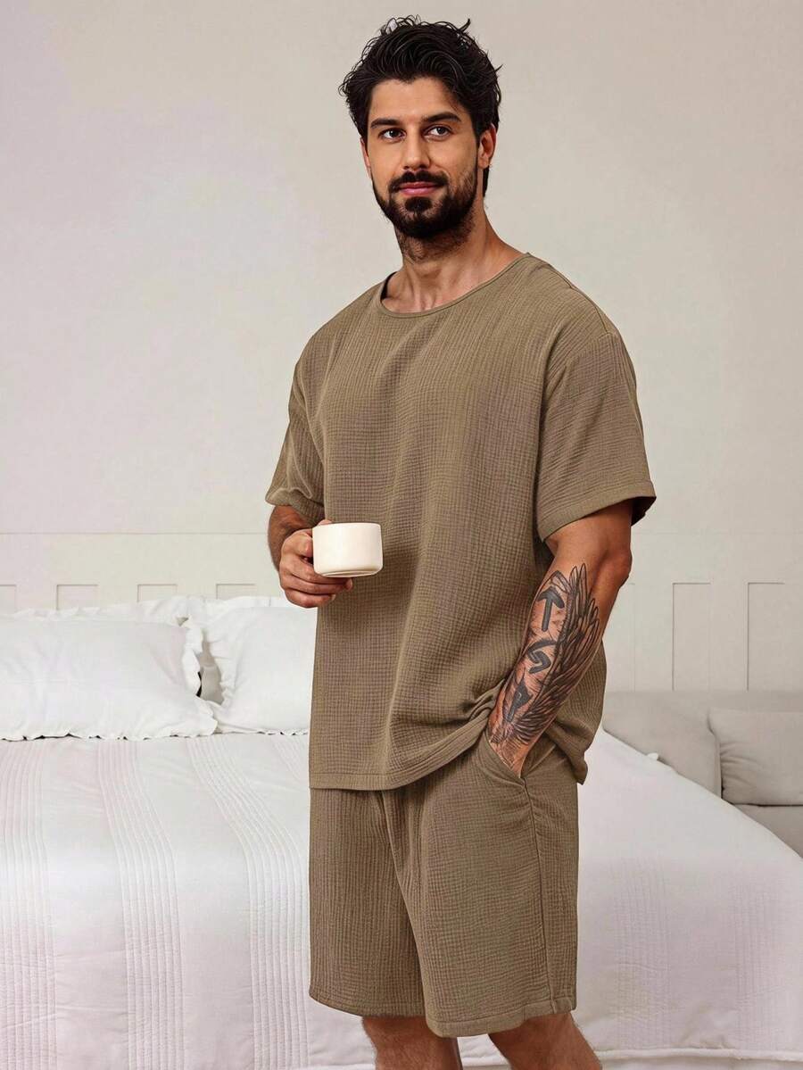 DAZY Summer Solid Loungewear Set - Rust Brown - View 1