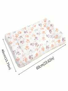 1PC Milk White Paw Print Coral Fleece Thickened Warm Plush Pet Mat Soft Comfortable Non Slip Washable Sleeping Pad For Small Medium Cats Dogs All Seasons - White - View 14