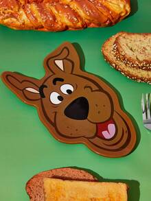 SCOOBY-DOO X SHEIN 1個卡通造型陶瓷盤，陶瓷甜點盤，適用於甜點、水果、小食物，也可作為居家收納，收納鑰匙、珠寶等，適用於微波爐與洗碗機，狗狗、冒險主題 - 棕色 - 查看 6
