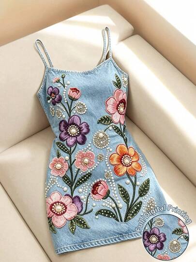 Franclia Ropa de mujer, Vestido de mujer, actual, Vestido de moda, Vestido camisola de moda, Minifalda Y2K, Ropa de calle para mujer, Estampado floral, Vestido de calle