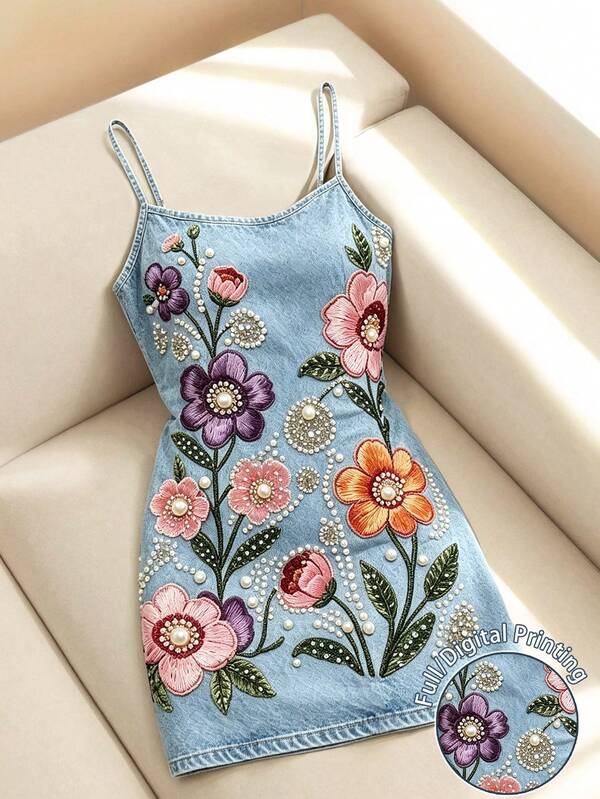 Franclia Ropa de mujer, Vestido de mujer, actual, Vestido de moda, Vestido camisola de moda, Minifalda Y2K, Ropa de calle para mujer, Estampado floral, Vestido de calle