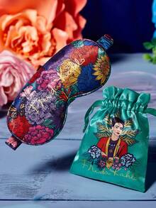 Frida Kahlo X SHEIN 1 Pc Floral Printed Eye Mask, Made Of Smooth Satin Fabric With High Opacity, Luxurious And Fashionable Design,Summer Outfits, Spring Outfits,Beach, Vacation, Flower - Green - View 3