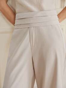 Aveloria Modichic Elegant Modest Fresh French Vintage Commuter Chic Casual Slim Fit Flattering Regular Long Pants Teachers' Day Brunch Office Beige Autumn - Grey - View 2