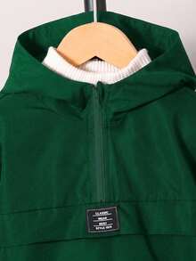SHEIN 小男孩字母拼接連帽衫與長褲休閒套裝 - 綠色 - 查看 4