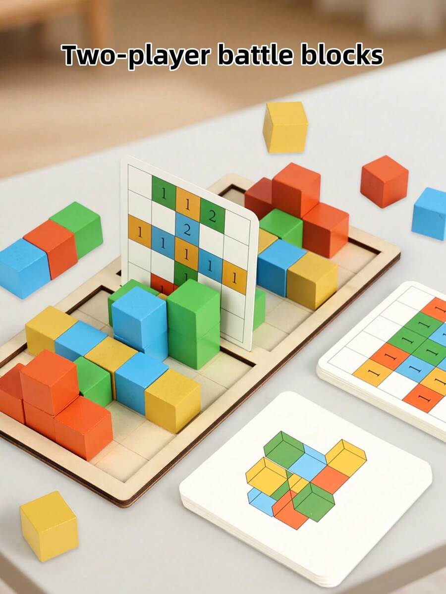 2 Player Wooden 3D Building Blocks Duel Logic Thinking Training Game Parent Child Interactive Educational Toy For Family Christmas Stocking Fillers Holiday Gift Ideas Must Haves