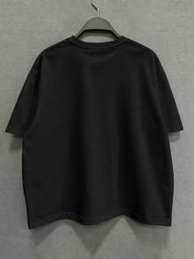 STEELVANCE Men's Letter & Floral Print Short Sleeve Crew Neck Casual T-Shirt - Black - View 2