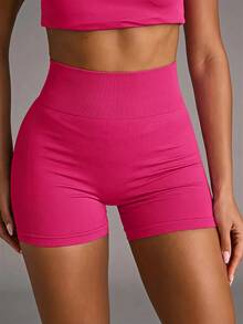 SHEIN BAE Wide Waistband Sports Shorts Legging ShortsWomen Sweat Short, Gym Short, Biker Short - Hot Pink - View 1