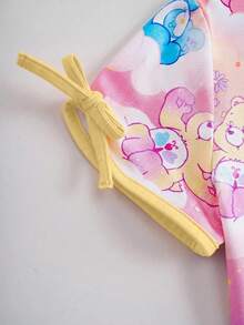 SHEIN X Care Bears 2件組可愛趣味風女童幼兒居家服，圓領短袖上衣與短褲舒適套裝，Carebear聯名女童幼兒居家服 - 淺粉色 - 查看 8