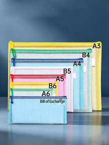 5pcs Office Transparent Storage Hand-Held Zipper Bag Student Information Bag Zipper Pocket For Sorting And Storage - Perfect For Cross-Stitch, Puzzle Games, Travel, School, Board Games And Office Supplies - Letter Size A4,Back To School - Multicolor - View 4