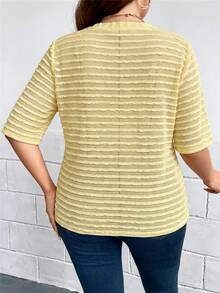 SHEIN LUNE Plus Size Summer Casual Solid Color Textured Jacket - Yellow - View 2