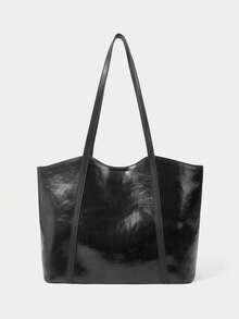 SHECARRY Bolso tote de moda y simple para mujer, bolso de hombro negro exquisito de gran capacidad, adecuado para mujeres, madres, profesoras, uso diario, ir al trabajo, compras, viajes y combinaciones - Negro - Ver 5