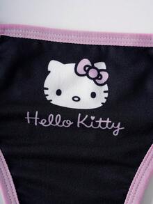 HELLO KITTY AND FRIENDS | SHEIN Women's Cartoon Print Hollow Design Lingerie Set - Black - View 5