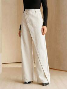 Anewsta New Asymmetrical Design Women's Jeans - Beige - View 3