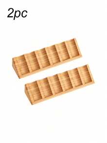 Madebyblanc 2pcs Bamboo Essential Oil Holder, Mini Triangle Storage Tray Stand, 6-Slot Essential Oil Organizer For Desk, Aromatherapy Oil Display Stand, Space-Saving Vanity Organizer For Essential Oils, Lipsticks, Makeup, Candles & Small Toiletries - Multicolor - View 9