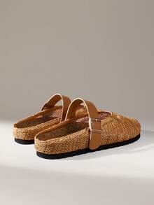 Solecia Women's Slip-On Thick Soled Mule Loafers, Casual Spring/Autumn Shoes For Christmas - Weaving grass brown - View 5