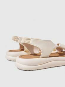 HighSole Women Heeled Sandals Flat Sandals Women's Summer 2026 New With Skirt Roman One-Button Beach Shoes Outer Wear Women Soft Sole Large Size - Beige - View 4