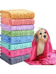 1/2/4PCS Ultra Fine Fiber Pet Towel, Quick Dry Super Absorbent Pet Bath Towel, Colorful Design Pet Drying Towel - Multicolor - View 6