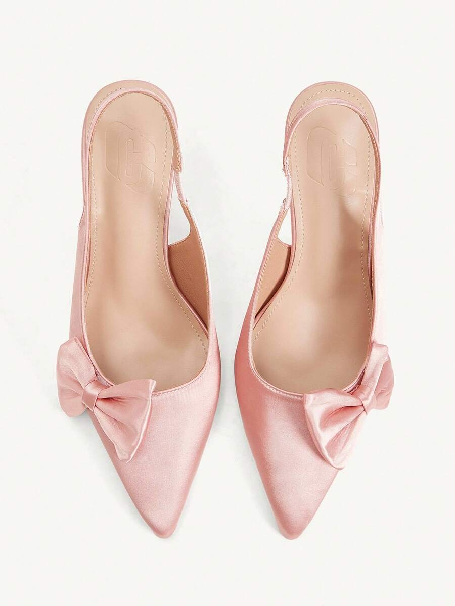 CUCCOO CHICEST Sepatu Hak Lancip Elegan Wanita dengan Hiasan Pita, Imut dan Romantis, Cocok untuk Beraktivitas di Luar Rumah, Kencan, Minum Teh Sore, Pesta, Hari Valentine - Baby Pink - View 1