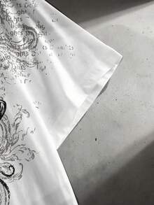 ROMWE MEN Goth Men's Printed Loose Fit Short Sleeve T-Shirt - White - View 3