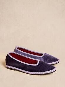 Rosivie Zapatos de mujer de terciopelo púrpura, clásicos y suaves, tipo slip-on, básicos, de suela plana y vamp bajo - Morado - Ver 3