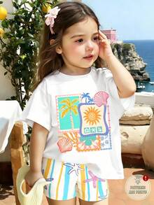 Spring And Summer Tween Girls Casual Fashion Creative Personalized High-End Refreshing Leopard Print Patchwork Graphic Letter Print Relaxed Back-To-School - Multicolor - View 3