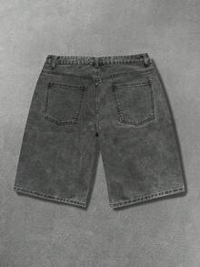 STEELVANCE Men's Streetwear Patchwork Frayed Grey Washed Denim Shorts - Grey - View 6