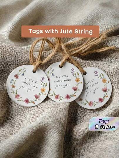 10/50/100PCS Cardstock With Strings Floral Thank You Tags, Suitable For Baby Shower, Wedding, Bridal Shower, Birthday Party Favors And Gifts.