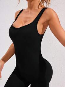 Nuvra Women Simple Solid Color Sleeveless Jumpsuit For Daily Workout Full Body For Daily Workout Gym Women Outfit Sports - Black - View 5