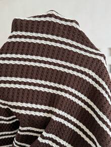 Plussiva Plus Size Maternity Striped Short Sleeve Top And Adjustable Waist Long Pants Casual Daily 2 Pieces Set Post Partum Lounge Summer - Brown - View 5