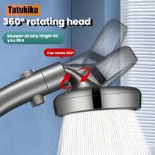 Tatukiko High Pressure Curved Shower Head With Handheld Shower Head, Also Suitable For Overhead Shower. Features One-Touch Water Shut-Off, Intended For Shower Use Only. - Single Shower - View 6